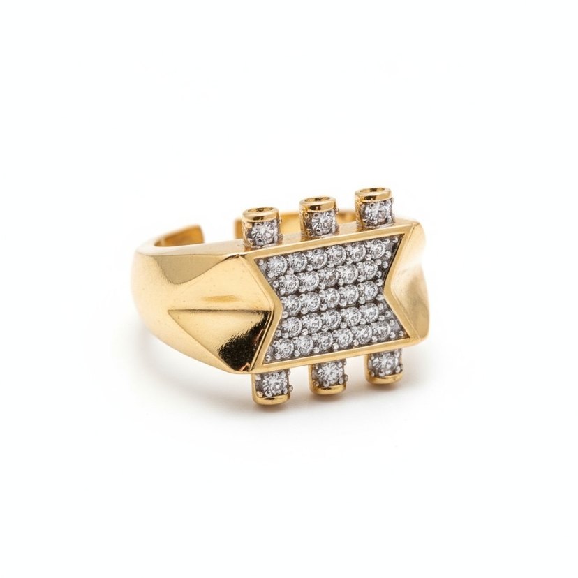 Altın Renkli Desenli Kadın Yüzük - Görsel 2