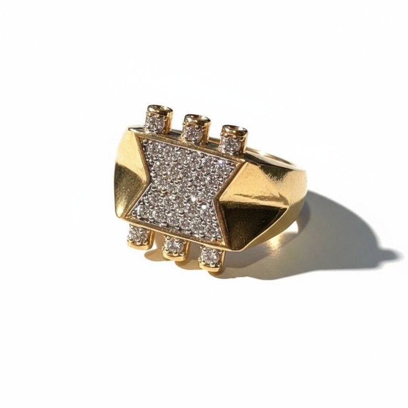 Altın Renkli Desenli Kadın Yüzük - Görsel 3