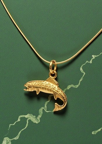 Altın Renkli Zincir Detaylı Balık Kolye kararmaz - Görsel 3