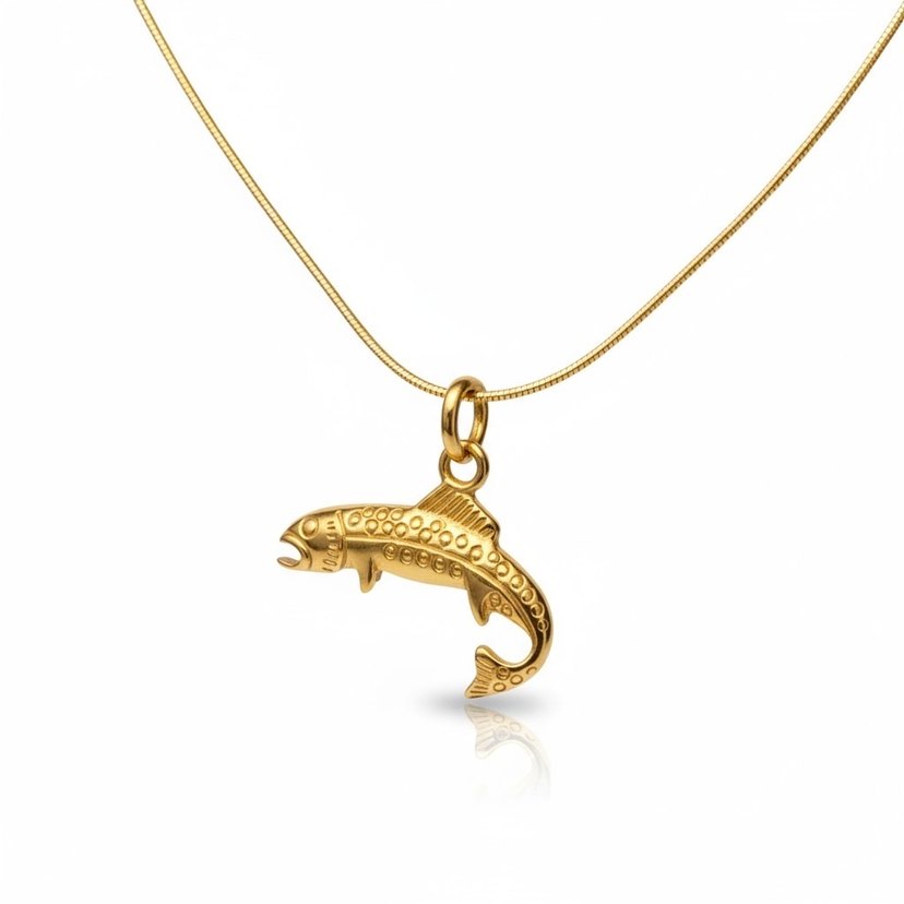 Altın Renkli Zincir Detaylı Balık Kolye kararmaz - Görsel 2