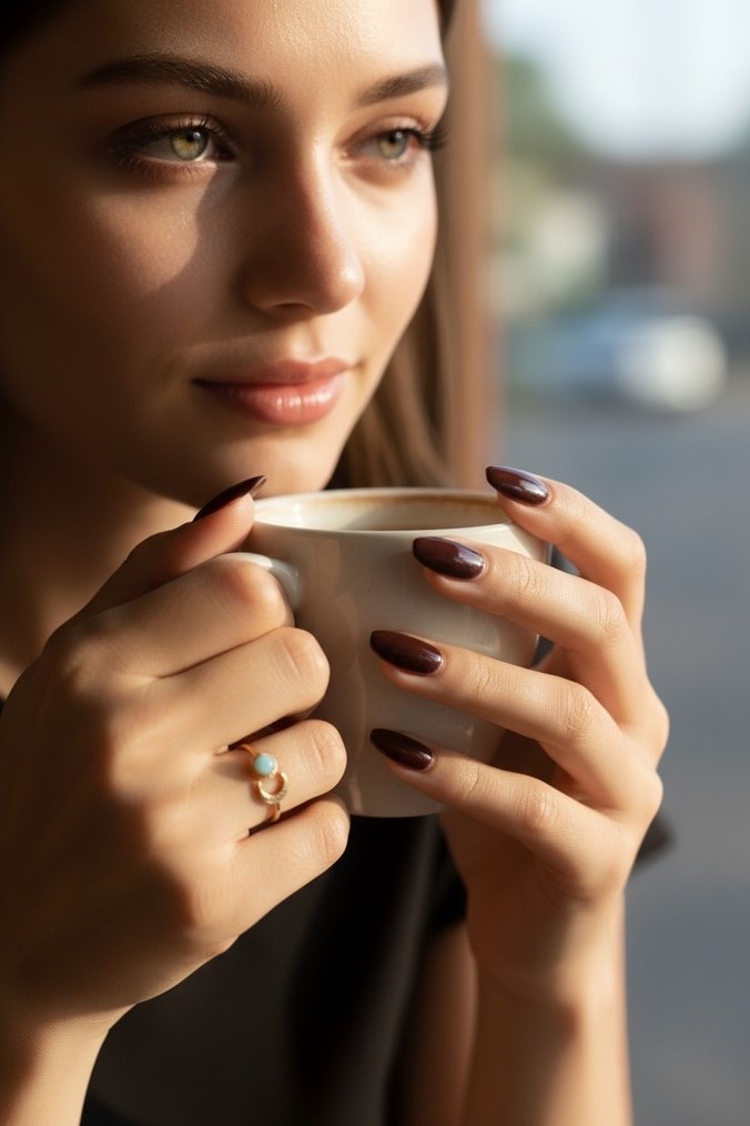 Turkuaz Taşlı Ay ve Güneş Detaylı Bohem Yüzük - Görsel 3