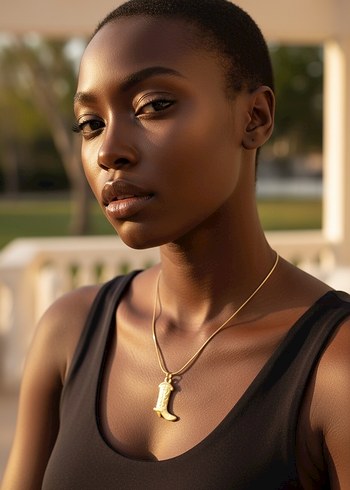 Altın Renkli Zincirli Kovboy Çizmesi Kolye - Görsel 3