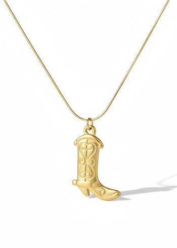 Altın Renkli Zincirli Kovboy Çizmesi Kolye - Görsel 2