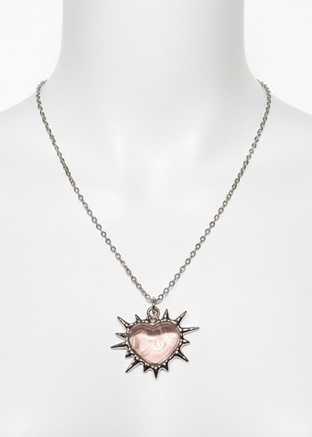 Pembe Kalp Detaylı Zincir Kolye - Görsel 4