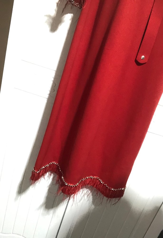 Püsküllü Bordo Uzun Kadın Elbise - Görsel 2