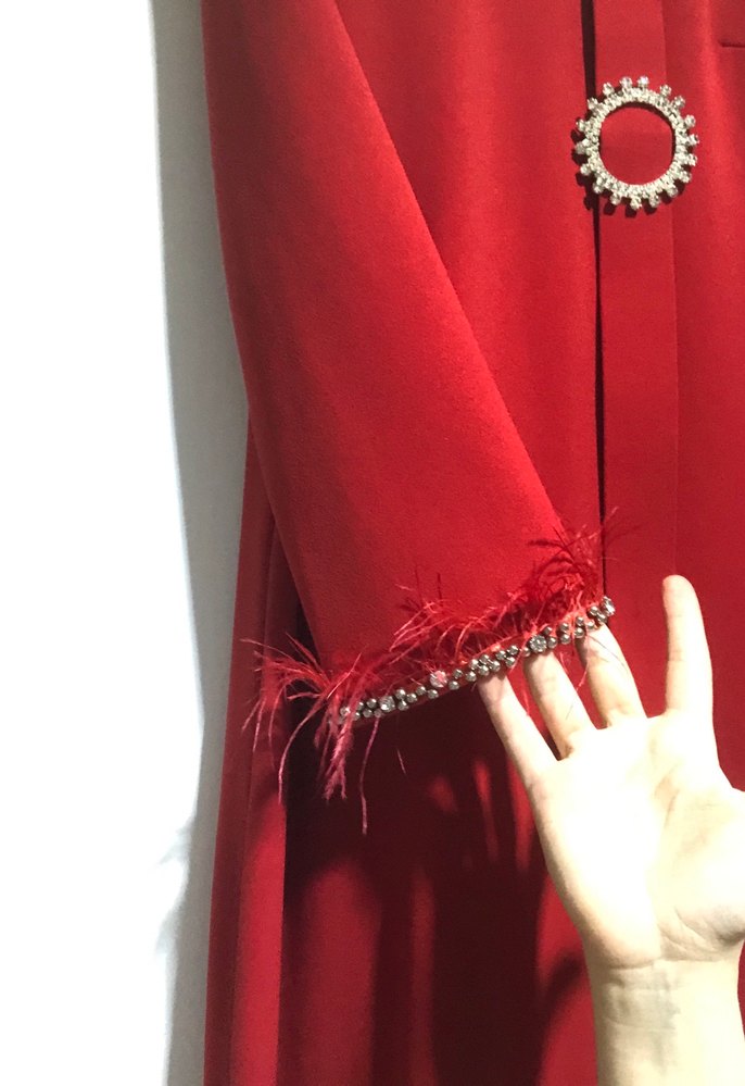 Püsküllü Bordo Uzun Kadın Elbise - Görsel 3