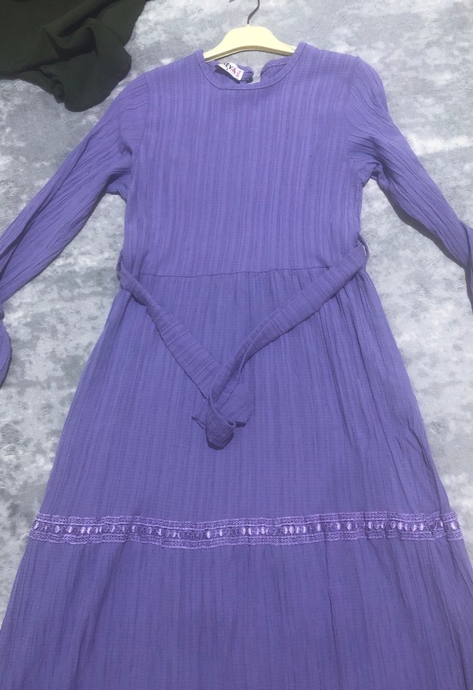 Mor Piliseli Bohem Uzun Elbise - Görsel 2