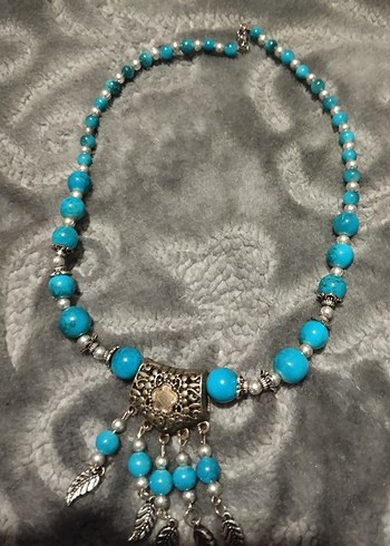 Turkuaz Boncuklu Bohem Kolye - Görsel 5