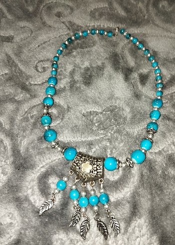 Turkuaz Boncuklu Bohem Kolye - Görsel 2