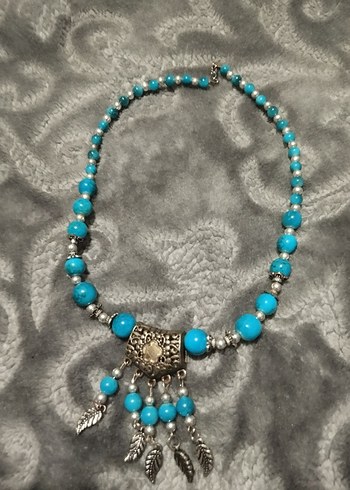 Turkuaz Boncuklu Bohem Kolye - Görsel 6
