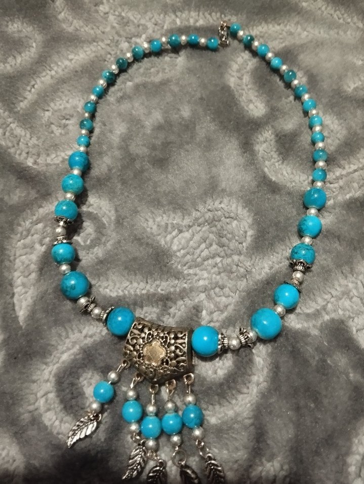 Turkuaz Boncuklu Bohem Kolye - Görsel 5