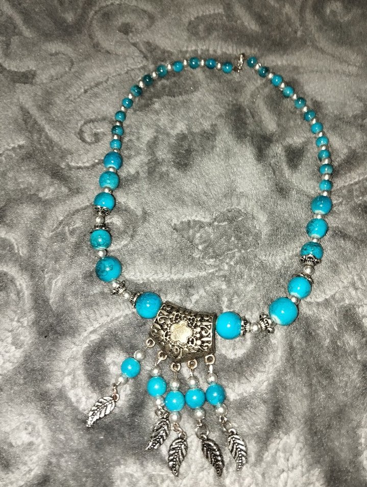 Turkuaz Boncuklu Bohem Kolye - Görsel 2