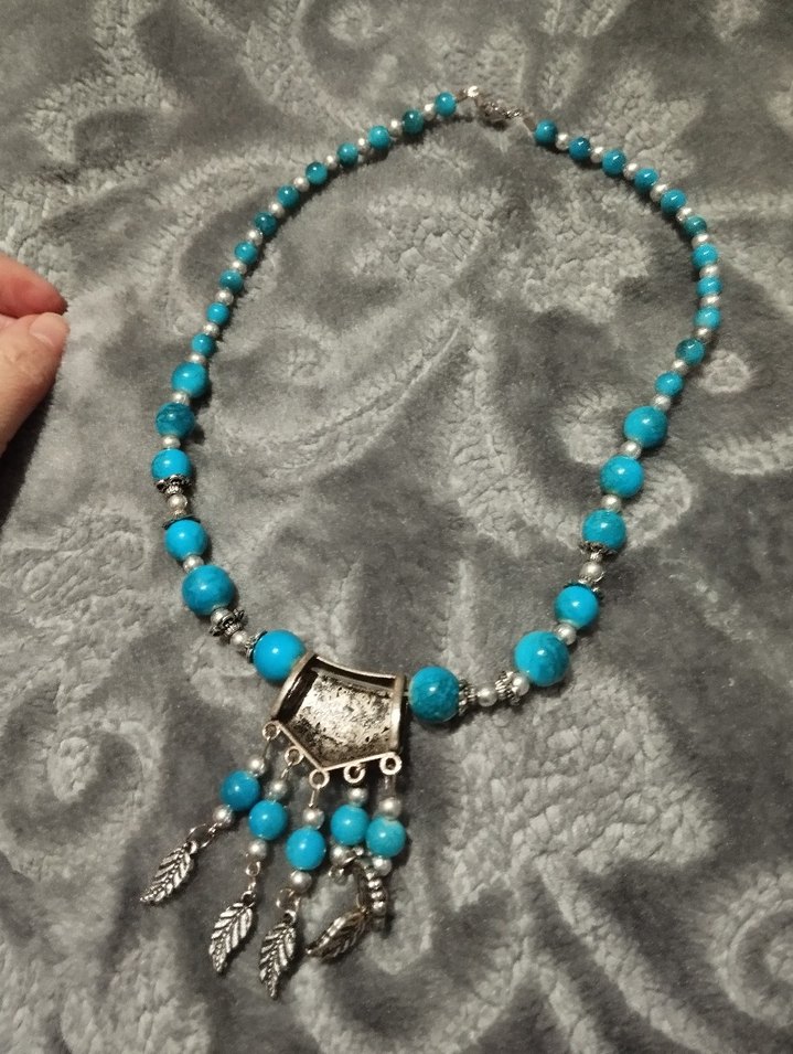 Turkuaz Boncuklu Bohem Kolye - Görsel 3