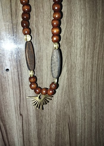 Kahverengi Boncuklu Bohem Kolye - Görsel 2