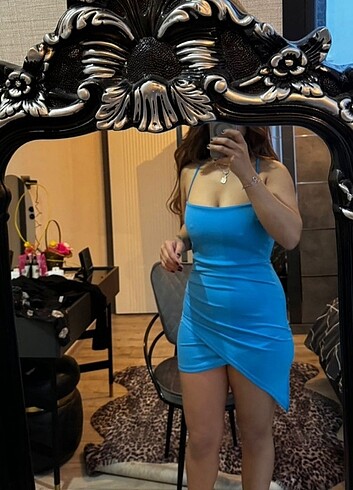 Mavi mini elbise