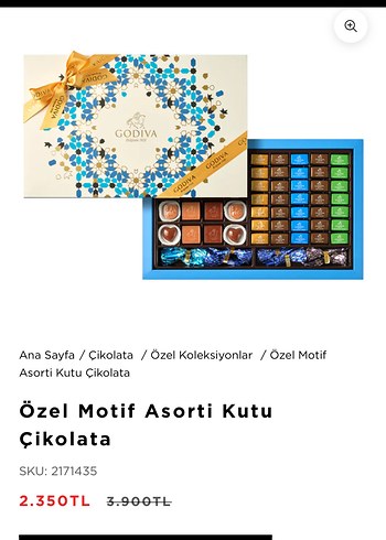 Özel Motif Asorti Kutu Çikolata Godiva