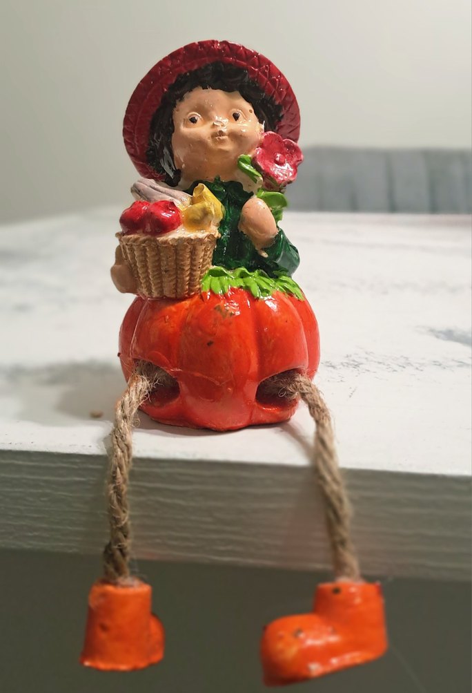 Turuncu Kabak Figürlü Renkli Dekoratif Biblo - Görsel 2