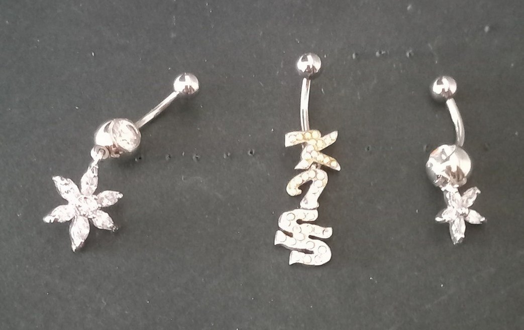 Cerrahi Çelik, Zirkon Taşlı 3 Göbek Piercingi - Görsel 2