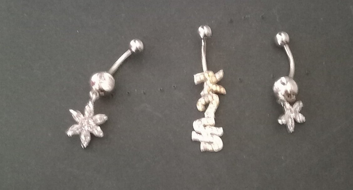 Cerrahi Çelik, Zirkon Taşlı 3 Göbek Piercingi - Görsel 3