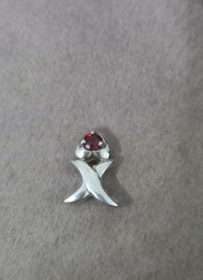 Granat Taşlı Gümüş Gotik Kolye Ucu - Görsel 2