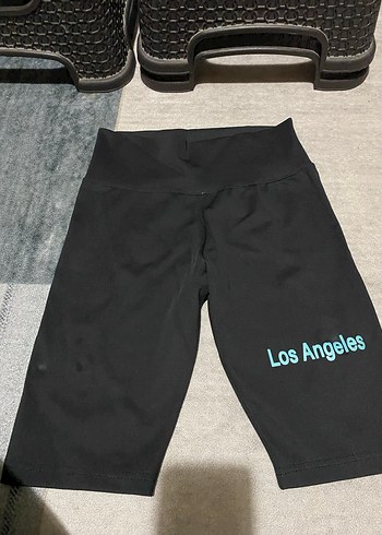 Los Angeles Baskılı Siyah Mini Tayt - Görsel 2