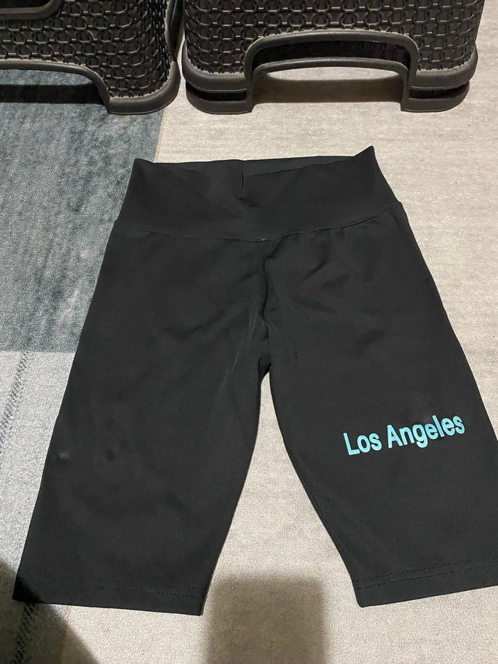 Los Angeles Baskılı Siyah Mini Tayt - Görsel 2