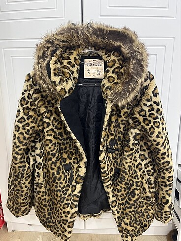 Leopar desenli peluş mont