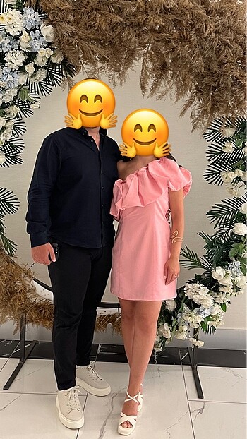 m Beden H&M pembe tek omuz elbise