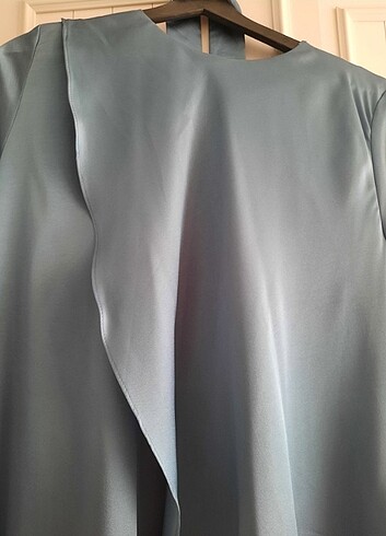 Kadın saten abiye mavi - Görsel 3