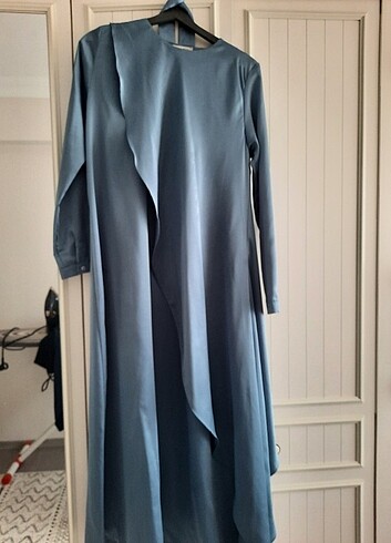 Kadın saten abiye mavi - Görsel 4