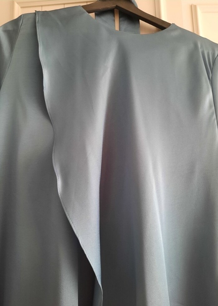 Kadın saten abiye mavi - Görsel 3