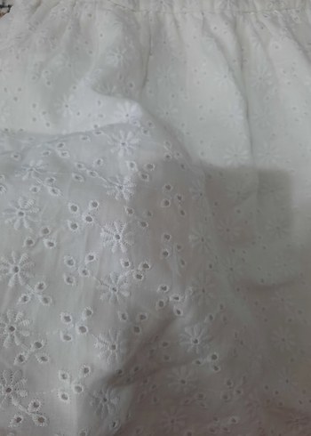 Kız Çocuk Nakışlı Fırfırlı Beyaz Elbise - Görsel 3