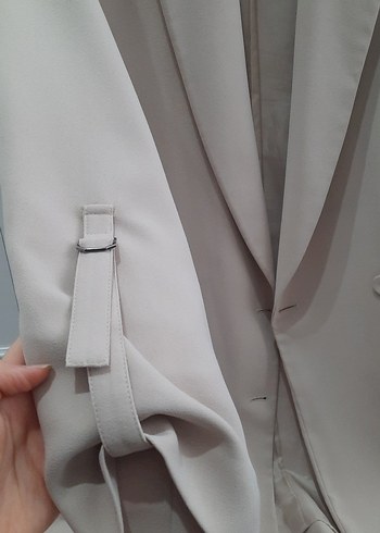 Düğmeli Bej Kadın Blazer Ceket - Görsel 3