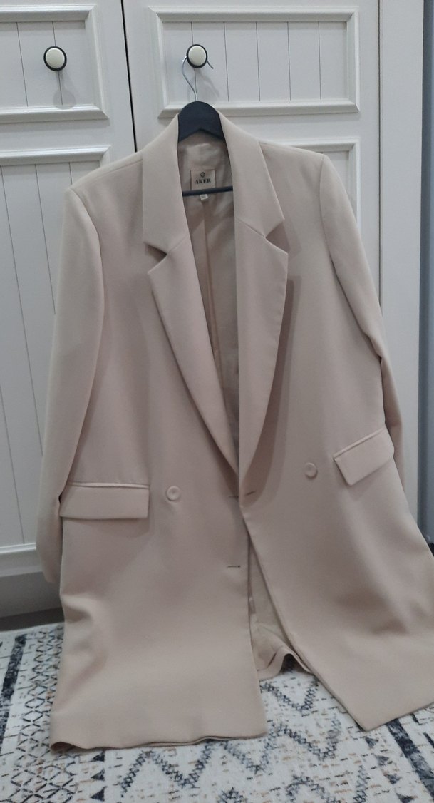 Düğmeli Bej Kadın Blazer Ceket - Görsel 2