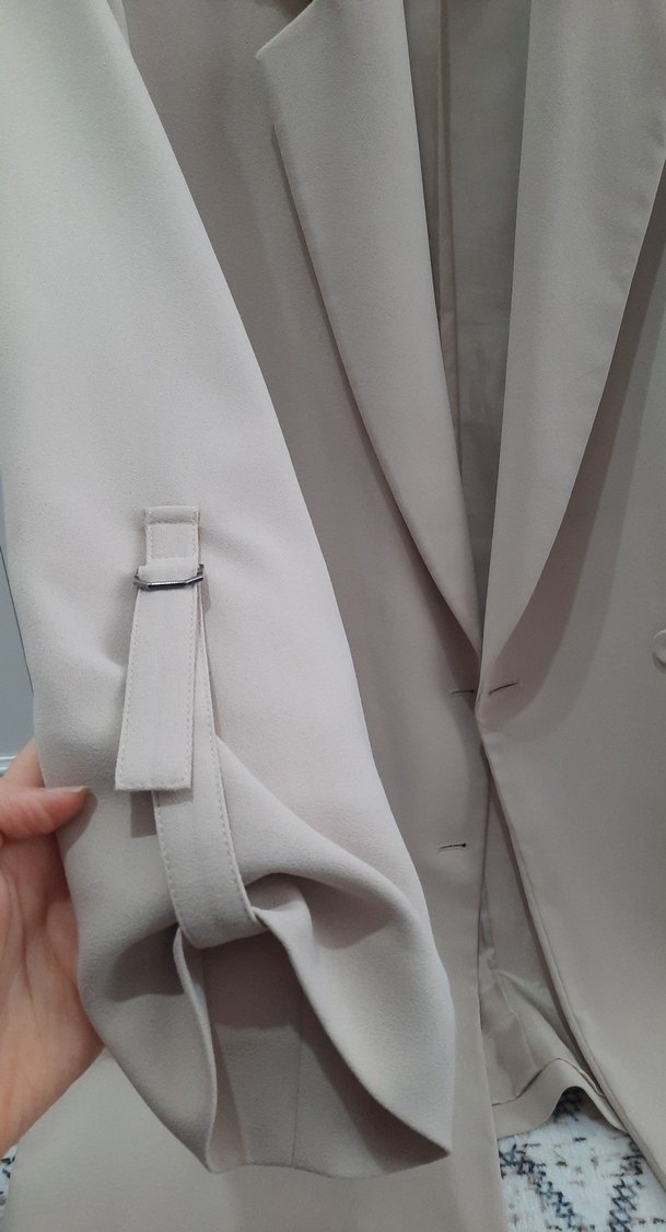 Düğmeli Bej Kadın Blazer Ceket - Görsel 3