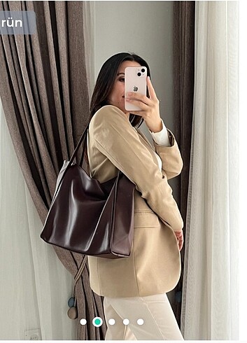 Zara Acı kahve büyük boy kadın kol çantası