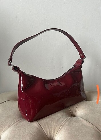 Mango Bordo rugan cheryy çanta
