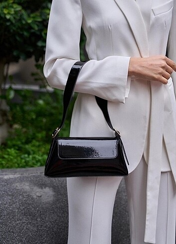 Siyah rugan baget kadın kol çantası