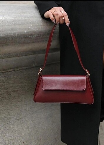 Mat bordo mango model şık tasarım kadın kol çantası