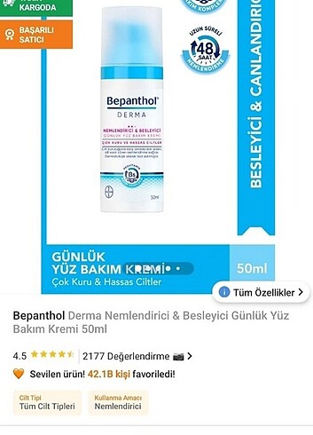 Bapantol yüz nemlendirici krem 