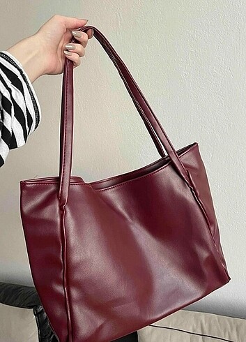 Bordo renk büyük boy salaş kadın kol çantası