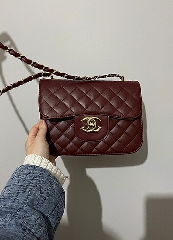  Beden Bordo renk Chanel model kadın kol çantası