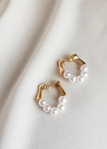  Beden İncili gold küpe