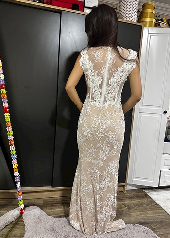 Dantel Detaylı Modern Klasik Gelinlik nişanlık nikahlık - Görsel 7