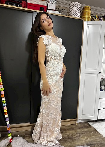 Dantel Detaylı Modern Klasik Gelinlik nişanlık nikahlık - Görsel 8