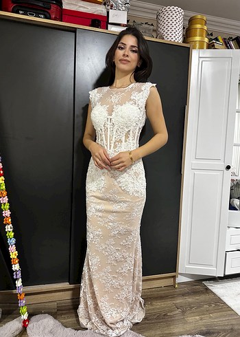 Dantel Detaylı Modern Klasik Gelinlik nişanlık nikahlık - Görsel 4