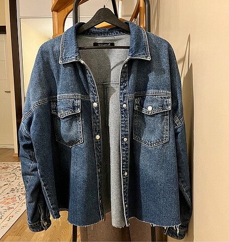 oversize mavi jean ceket