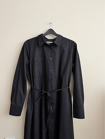 Zara siyah gabardin kumaş gömlek elbise #aybikestil