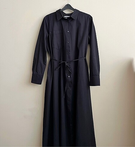 siyah gabardin kumaş gömlek elbise #aybikestil