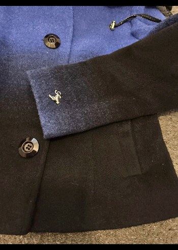 Düğmeli Lacivert Mini Kadın Kaban - Görsel 5